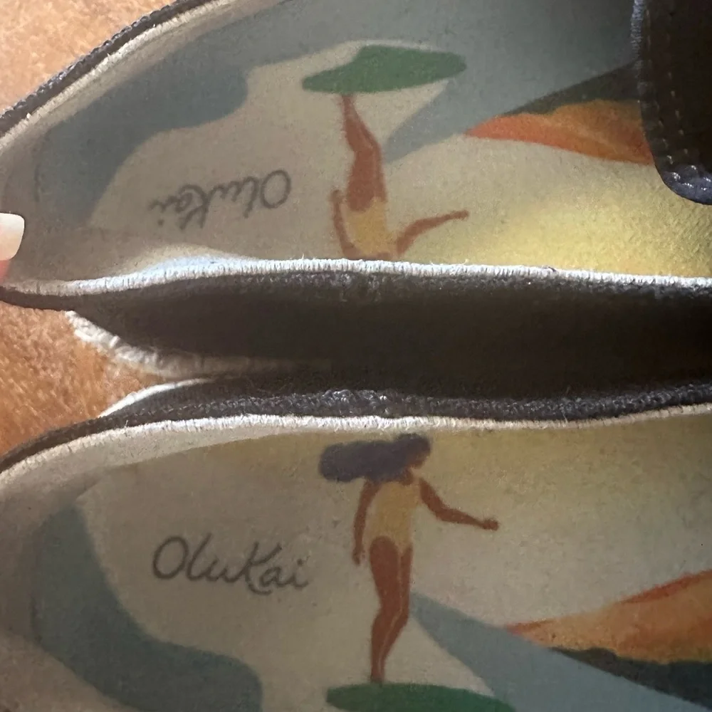 OluKai  KAULA PA'Α ΚΑΡΑ black canvas espadrille slip on shoes ladies size 9‎